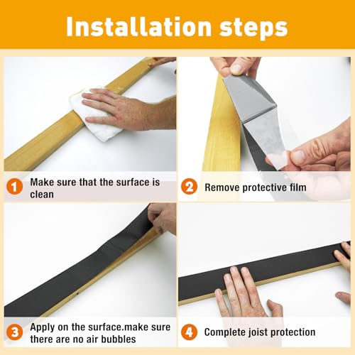Image of BIGTEETH Butyl Joist Tape for Decking Waterproof 2 inch x 49 Feet | Deck Joist Tape, Self-adhensive Flashing Tape for Wood Anti-Corrosion,High temperature resistance, UV resistance