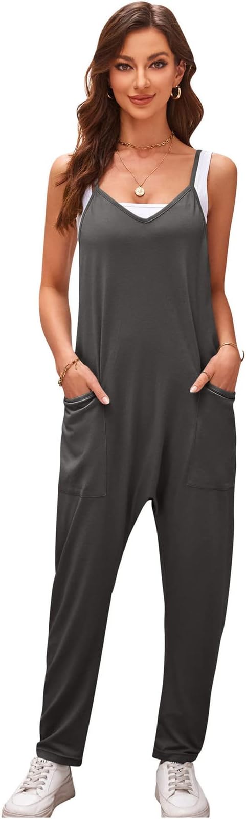 SotRongSummer Harem Jumpsuits for Women Uk Hot Shot Onesie Jersey Baggy Playsuit Casual Loose Sleeveless Romper Summer Beach Boho Overall for Holiday Travel