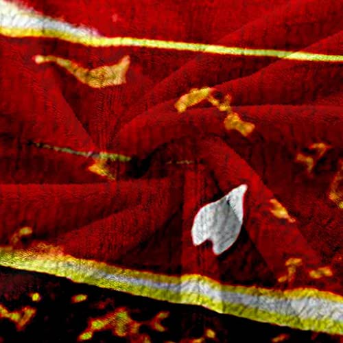 Couverture flanelle de qualité supérieure motif éventail rouge 150x200