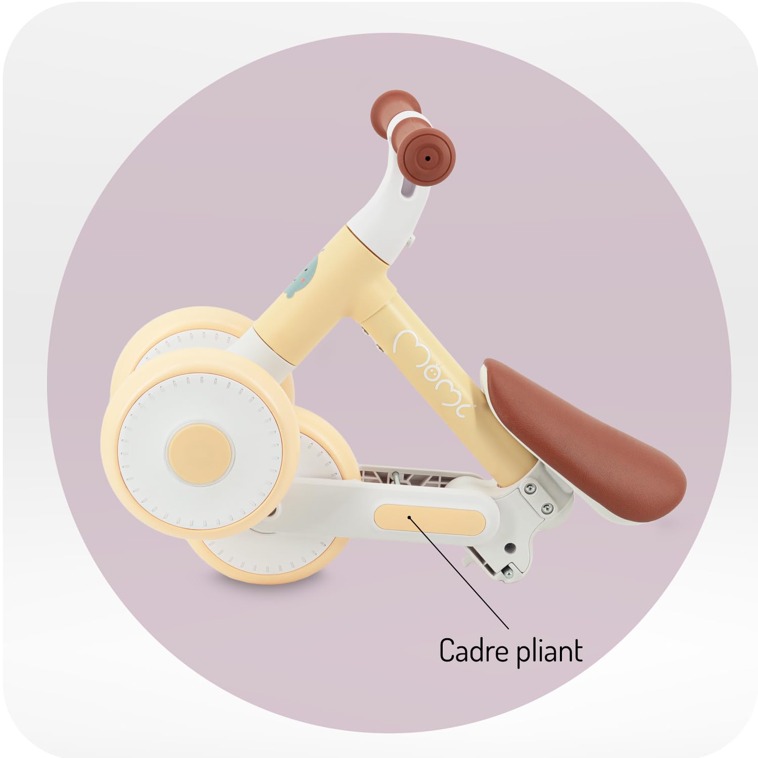 Momi Vélo draisienne Enfants 1-3 Ans Cadre Pliable Selle réglable Hauteur Roues Plastique Anti-crevaison 2 kg