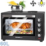 Hitzeisolierte Doppelglastür mit wärmeisolierten Griff | Der große gar Raum bietet Platz für 2 Pizzen auf einem Gitterrost