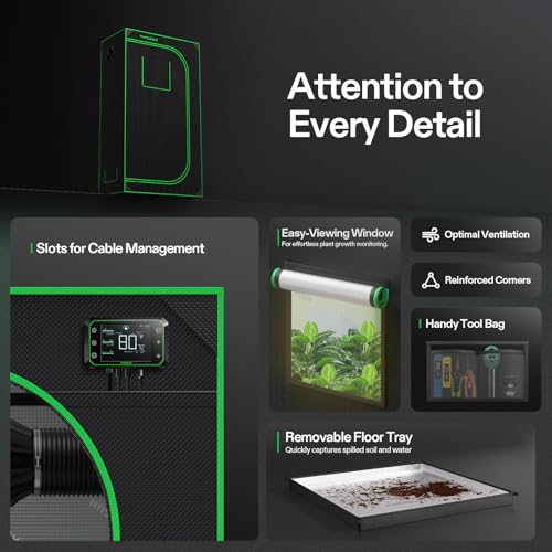 Image of VIVOSUN S326 3x2 Grow Tent 36 inchx20 inchx63 inch Sturdy Indoor Growing Tents | High Reflective Mylar with Observation Window and Floor Tray for Hydroponics Indoor Plant