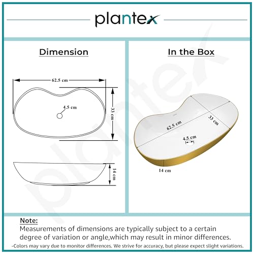 Image of Plantex Ceramic Wash Basin for Bathroom /Table Top Washbasin /Designer Countertop Basin for Bathroom /Restaurants /Hotel (White&Gold - 24.5 x 13 x 5.5 Inch)