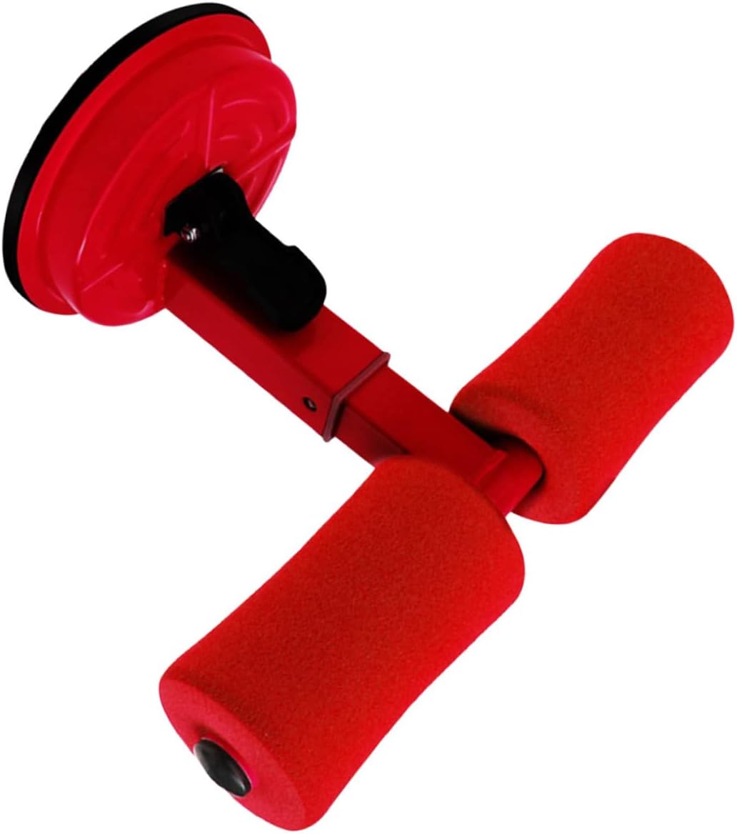 Toddmomy Waist Belly Exercise Tool Suction Cup Sit-up Assist Fitness Bar for Abdominal Training Leg Muscle Training Made of Steel Silicone Red Color