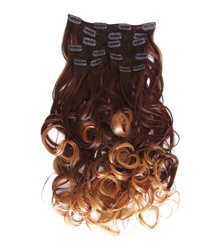 Uniwigs® Ombre Color Hot Sell 26" 7 Piece Wave Clip in Heat Friendly Synthetic Extension 170g Heavy Density