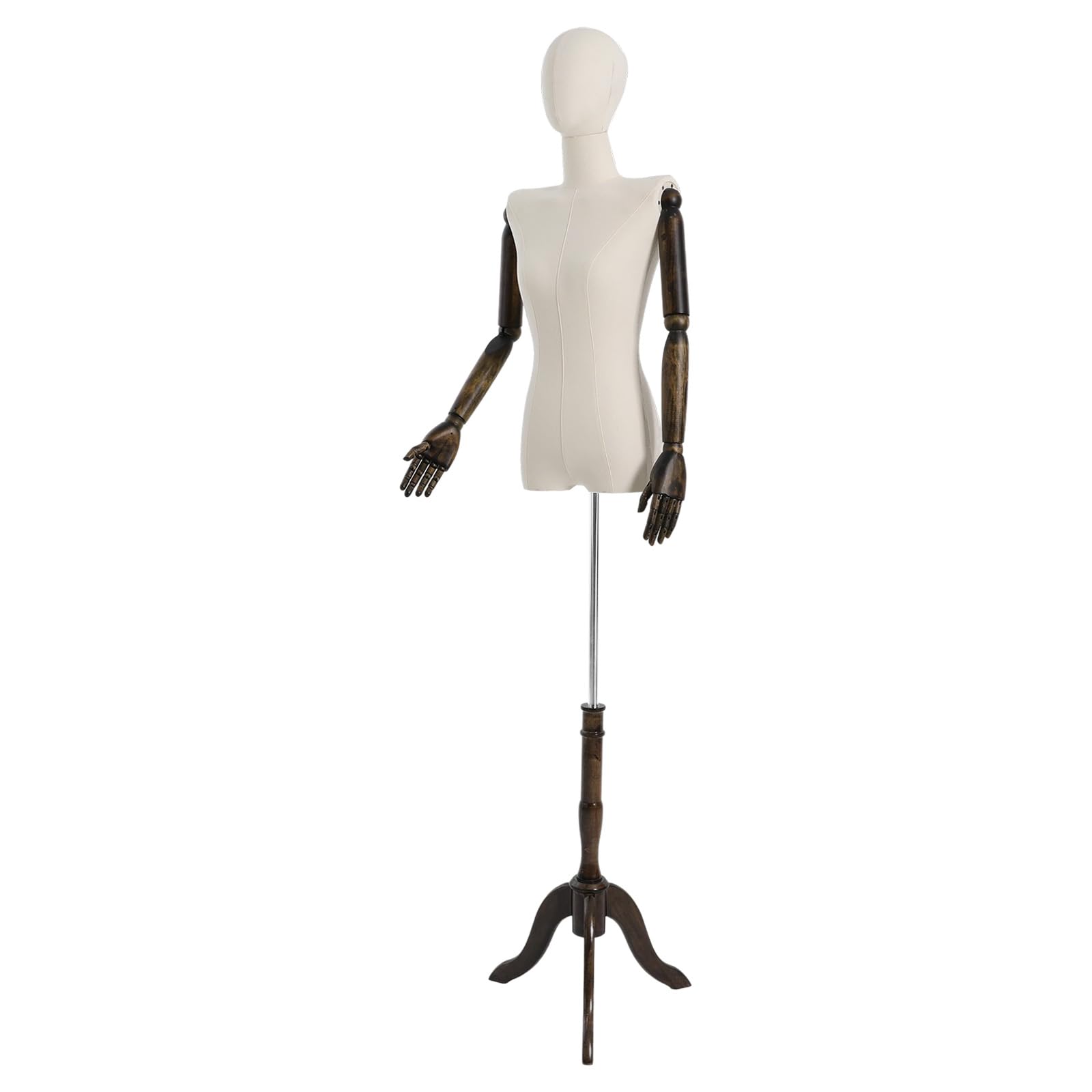 Manekin krawiecki, damski, z obrotową głowicą i elastycznymi ramionami, 155-200 cm, z regulacją wysokości, biust damski, tors, do sklepów odzieżowych, krawieckich, sukni ślubnych