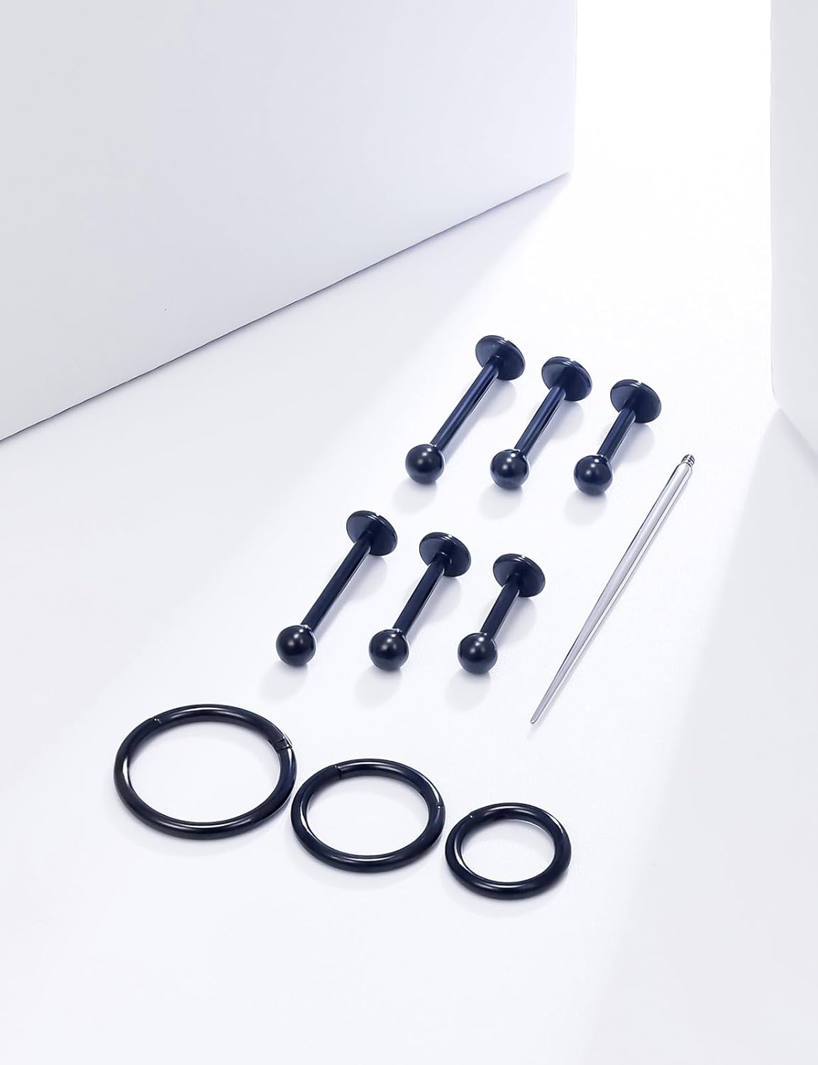 18G 16G 14G Internally Threaded Nose Rings Studs Flat Back Stud Earrings 316L Surgical Steel Nose Rings Studs Tragus Helix Conch Cartilage Lobe Earrings Hoop Piercing Jewelry For Women Men - Image 3