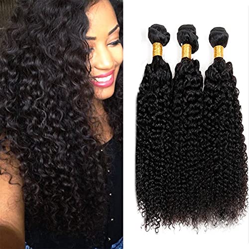 Curly Hair Bundles Brazilian Remy Hair Extensions For Women Grade 8a Hair Weave 8A Grade Double Weft 3 Bundle Natural Black Cheap Hair Bundle 10 12 14 inch