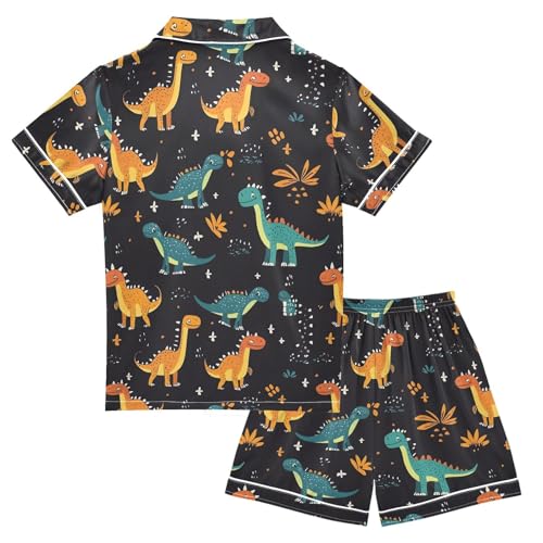 Cartoon Dinosaurs Dots Doodle Pajamas Set Soft Pjs Sets 2 Piece Short Sleeve Sleepwear Casual Loungewear2