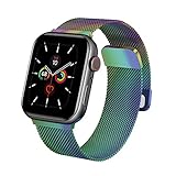 Metal Band Compatible with Apple Watch Band 38mm 40mm 42mm 44mm, Magnetic Stainless Steel Mesh Loop Band Women Men Adjustable Strap Replacement Wristband for iWatch Series 6 5 4 3 2 1 SE, Colorful