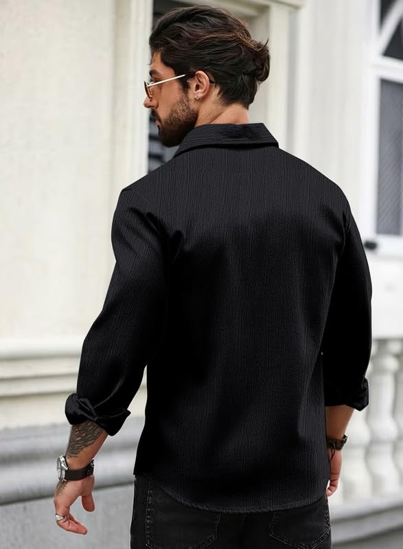 Image of Men Popcorn Shirt Trendy Stylish Casual Look Formal Office Office Party Daily Use Comfortable Fashion Shirt Outfit