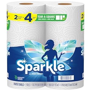 Sparkle® Tear-A-Sq.® Paper Towels, 2 Double Rolls = 4 Common Rolls, 2 Depend (Pack of 1)