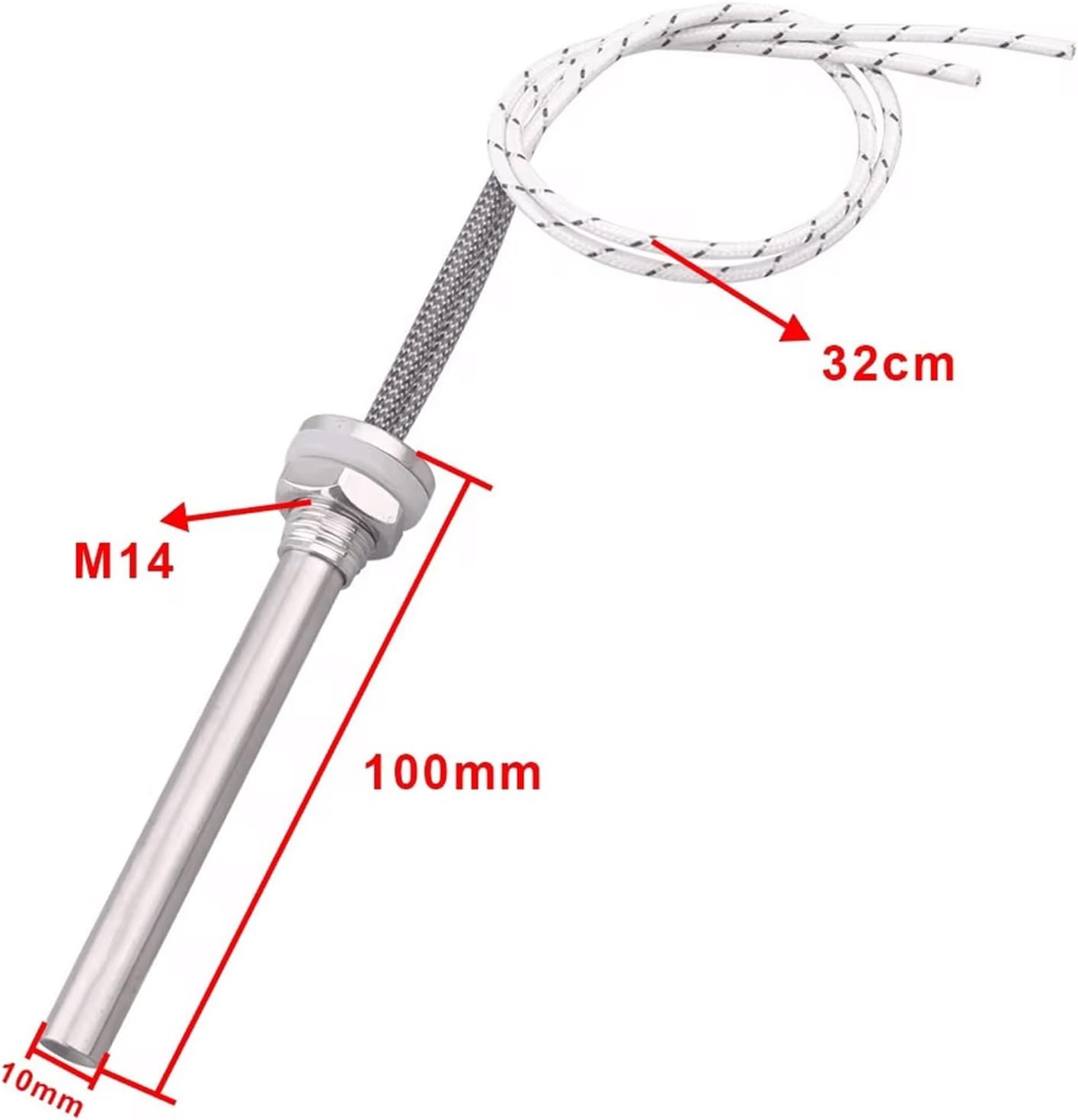 Electric Hot Rod Heater,12V/24V DC Cartridge Heater M14 Thread Heating Rod SUS304 Electric Tubular Water Heater 50W/100W/200W(12V 50W)