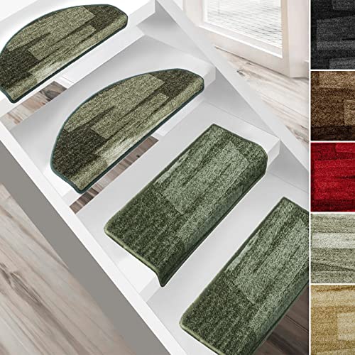 casa pura Stufenmatten Via Veneto mit Pinselstrich Design 15 Stück Spar Set Treppen-Teppich | 65 x...