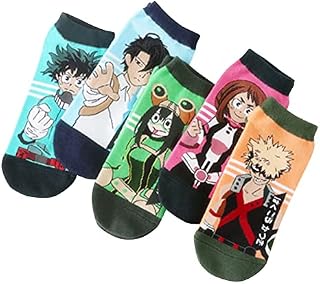 Anime My Hero Academia Gift Cute Cotton Socks Set,5 Pairs Mha Printed Socks For Men Women,Warm Autumn And Winter Short Socks