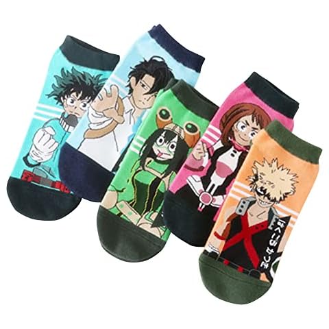 Jilijia My Hero Academia Ankle Sock Set 5 Pairs Anime Socks Mha Printed Socks For Men Women Autumn And Winter Short Socks Cover
