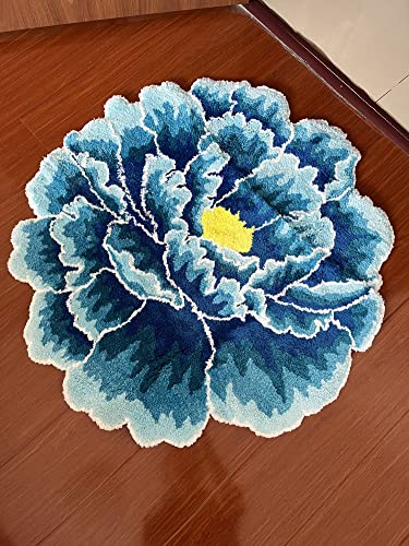 Tapete decorativo floral azul 60x60 cm anti slip miniatura 2