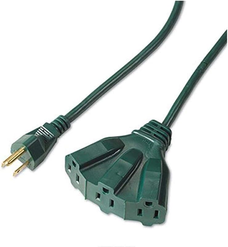04314ME 8-Foot Outdoor Extension Cord with 3-Outlets, Green