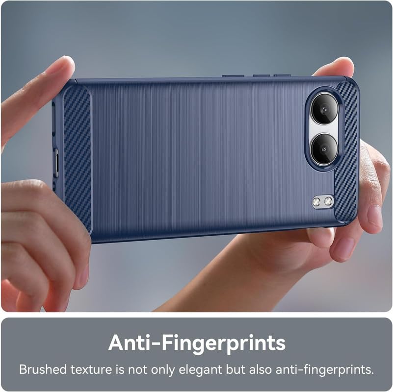Image of NPRC Hybrid Ultra Slim Protective Case TPU Non-Slip Carbon Fiber Texture Shockproof Case Cover for Oneplus nord 4 - Blue
