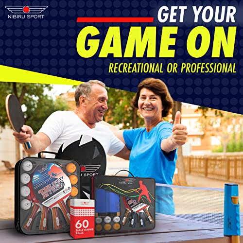 Nibiru Sport Ping Pong Paddles Set Of 2 - Premium Table Tennis Paddles Kit With 2 Rackets, 3 Balls & Portable Case - Pingpong Paddles & Accessories, Outdoor Or Indoor Play #TOP7