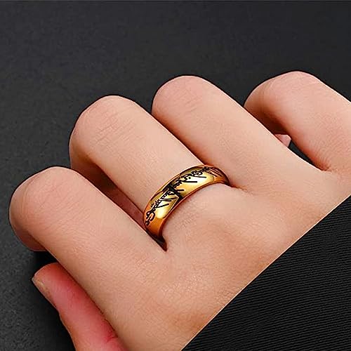 3 pcs L. of The Ring Necklace Engraved Gold Plated Stainless Steel Ring Arvven star Necklace3