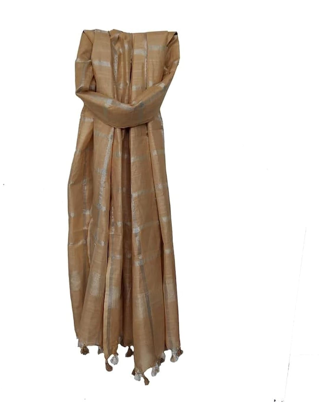 zesu Women's Linen Cotton blend Dupatta Silver check with zari Border| Free Size | Ethnic stylish Dupatta.| Code : 359-picture-26