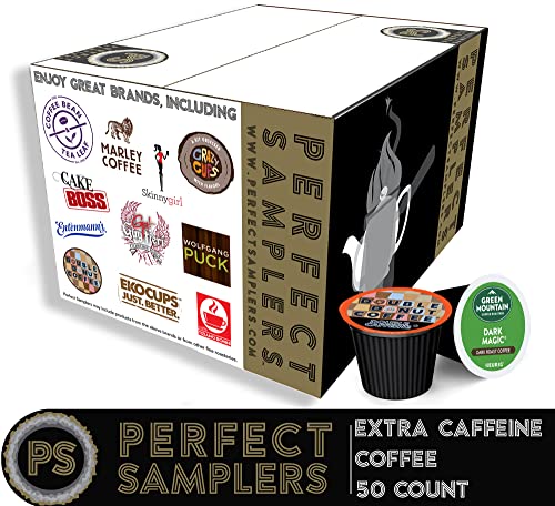 High Caffeine Coffee Pods Variety Pack - Sample The Strongest Coffee From The Top Brands With Our Extra Caffeine Sampler Of 50 Coffee Pods Compatible With Keurig K Cup Coffee Makers #TOP1