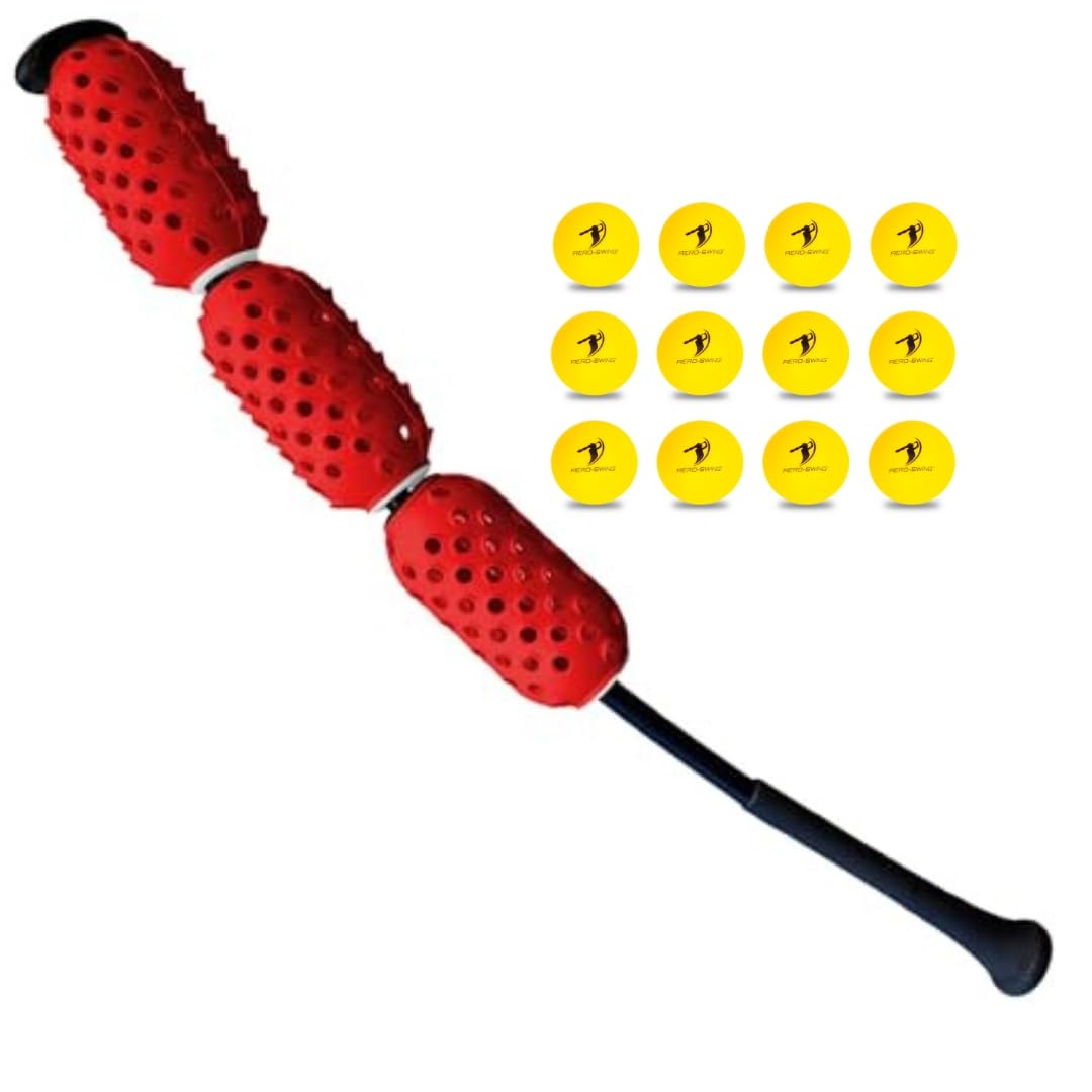 Baseball &amp; Softball Swing Trainer and 12 Durable Foam Balls, Boost Your Bat Speed By Up to 20+ MPH, Unlock Swing Speed Increases. Great Gift for Baseball and Softball