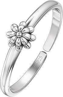 highspark 92.5 Sterling Silver Toe Rings for Women | 92.5 Sterling Silver Adjustable Contemporary Style & Stunning Shine | Single Piece Only - Flower-picture-10