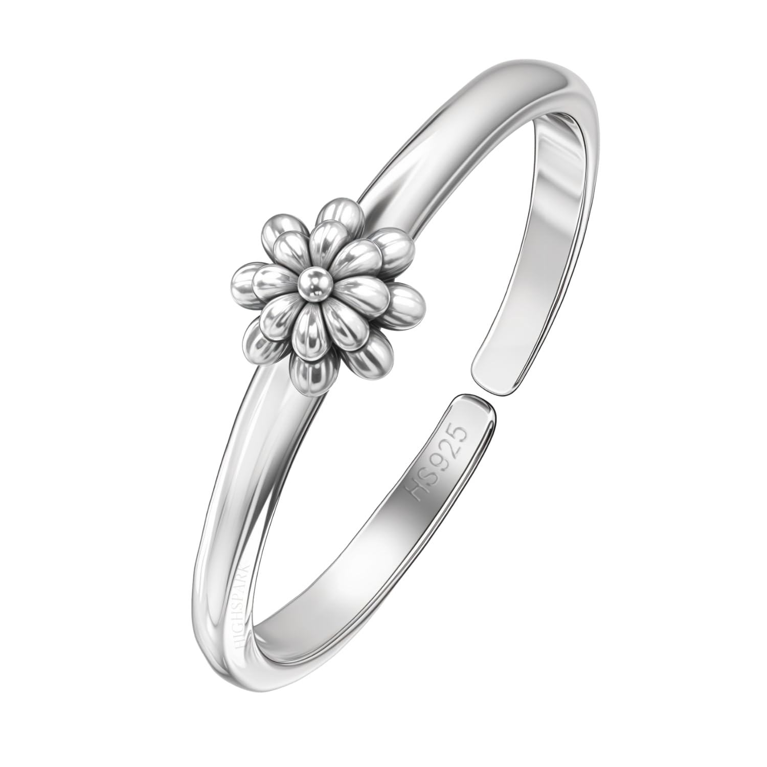 highspark 92.5 Sterling Silver Toe Rings for Women | 92.5 Sterling Silver Adjustable Contemporary Style & Stunning Shine | Single Piece Only - Flower-picture-28
