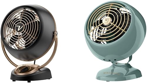Vornado VFAN Petite Alchemy Vintage Fan Gunmetal CR1-0279-102 y VFAN Mini ventilador clásico personal vintage de circulación de aire verde