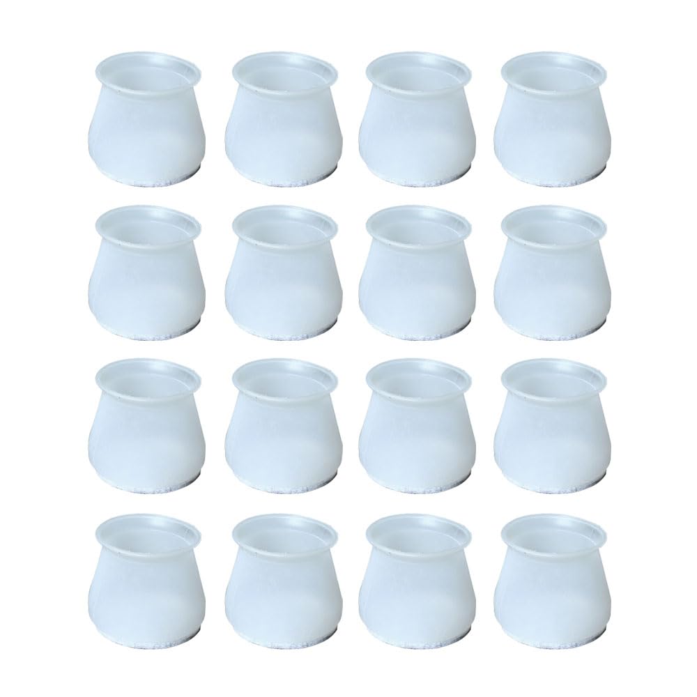TopHomer 16 PCS Chair Leg Floor Protectors Silicone Felt Furniture Round Leg Cover Pad Non-Slip Furniture Leg Protectors for Hardwood Floors(White)