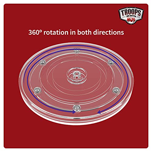 Troops Bbq 6” Lazy Susan Turntable Organizer For Table, Kitchen Countertop, Pantry, Cabinet, Spices, Makeup, Tv, Rotating Swivel Base Clear Acrylic Plates, 30-Lb Load Capacity, 1-Pack #TOP1