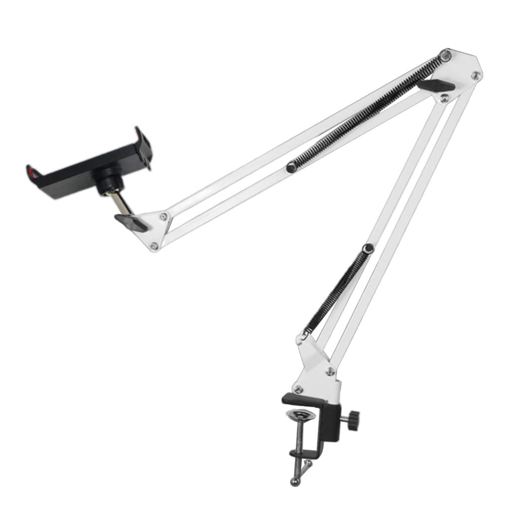 Juego de 2 soportes flexibles para teléfono y tableta, brazo largo, montaje de 360 grados para cama, escritorio, color blanco