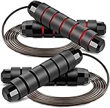 Springseil, Training Fitness Verstellbar mit Hautfreundlichen Schaum Griffe & Kugellagern, Rutschfest, Länge und Gewicht Einstellbar, Seil für Training, geeignet für Kinder und Erwachsene Rot