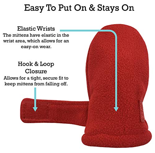 Image of N'Ice Caps Little Kids and Baby Easy-On Sherpa Lined Fleece Mittens - 2 Pair Pack