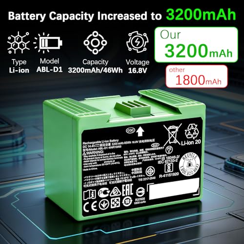 Image of 46.08Wh ABL-D1 Replacement Battery for Roomba j7 j7+ i7 i7+ i8 i8+ i3 i3+ e5 e6 i4 i4+ i5 i5+ i6 i6+ j5 j5+ Series Extended Runtime Battery Compatible with ABL-D2 ABL-D2A