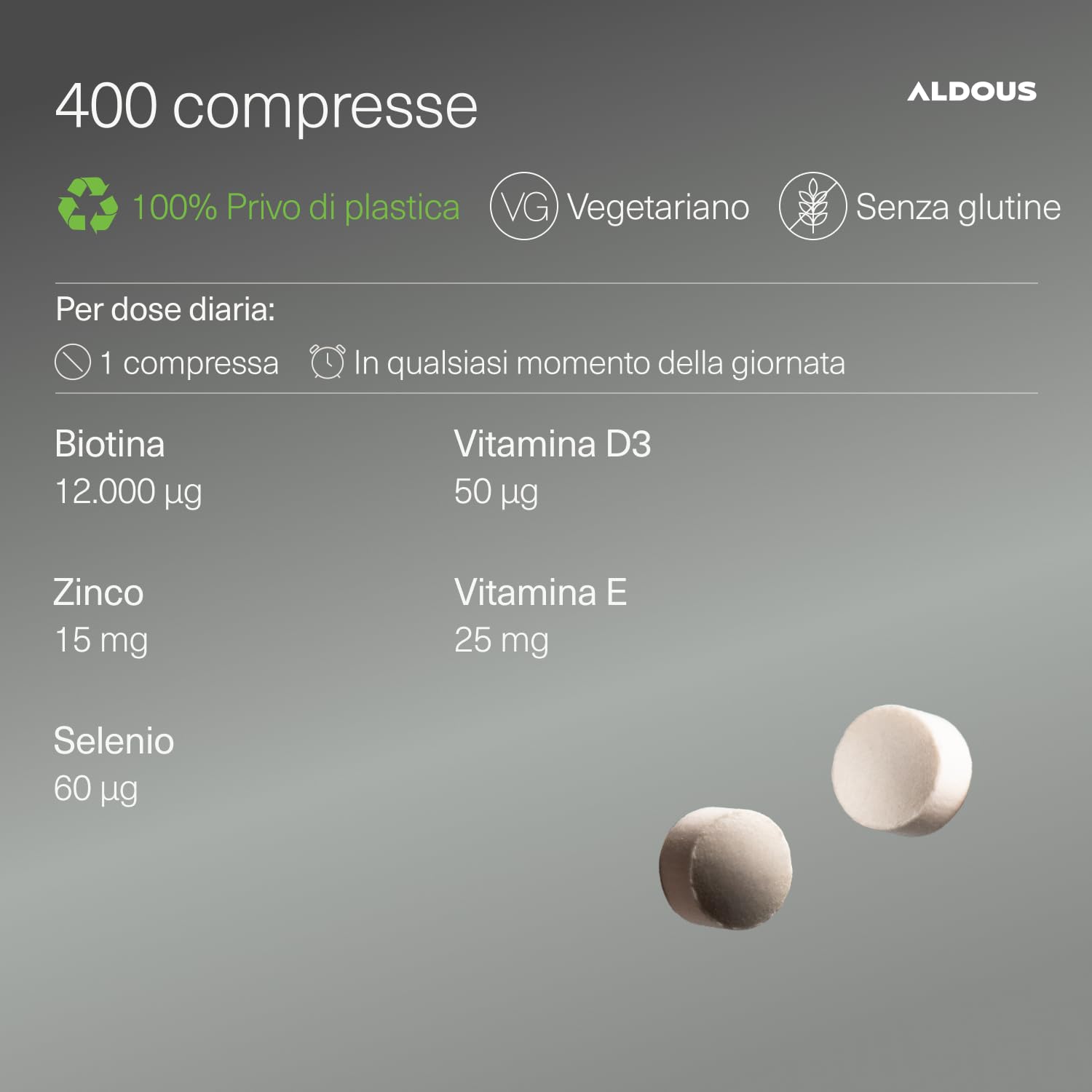 Biotina Capelli 12000 mcg - 400 Compresse - Integratore Capelli - Biotina, Zinco, Selenio, Vitamina D3, E - Biotina Crescita Capelli, Pelle e Unghie - Vitamine Capelli - Rinforzante Unghie -Anticaduta