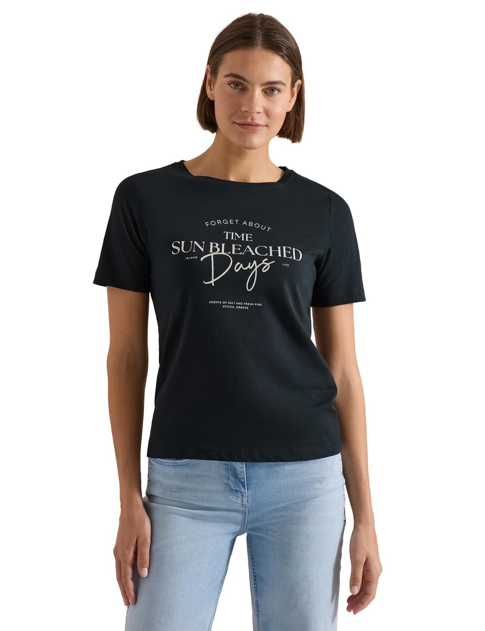 Cecil Women's 3230421 T-Shirt with Boat Neck and Wording Artwork (Pack of 1), Palm Breeze Green, M