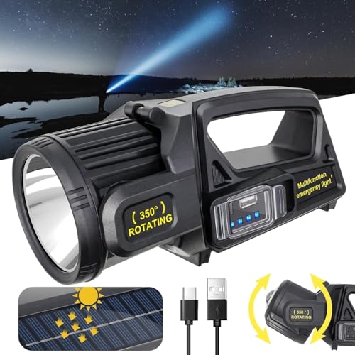 Image of CBEX Rechargeable Spotlight, Super Bright 100,000 LM LED Flashlight Handheld Spotlight 8000mAh Long Lasting Large Flashlight Searchlight and Flood Camping Flashlight with Foldable Tripod Black (PM-05)