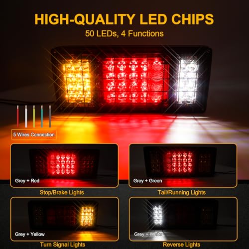 Image of 2 Pack 40 LED Trailer Tail Lights Kit with Iron Net Protection, Super Bright Waterproof Brake Turn Signal Reverse Lights for Truck, RV, Boat & Camper 10-30V