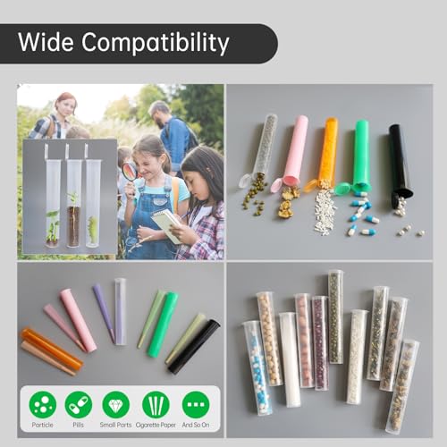 Image of Plastic Pop Top Tubes | 116mm | 50 Pack | Black Child-Resistant Packaging | Travel Holder Vial Containers | Easy Open by Squeezing Sides (Q1411)