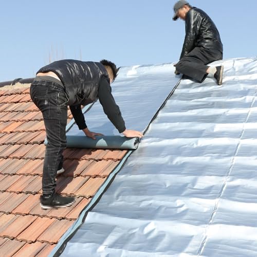 Guaina Bituminosa,Rotolo Patch Di Asfalto Autoadesivo Per Tetto,Nastro Sigillante Butilico,Impermeabile,Isolamento Termico,Anti-UV,per Perdite Tetto, Fessurazioni Superficiali (10x500cm)