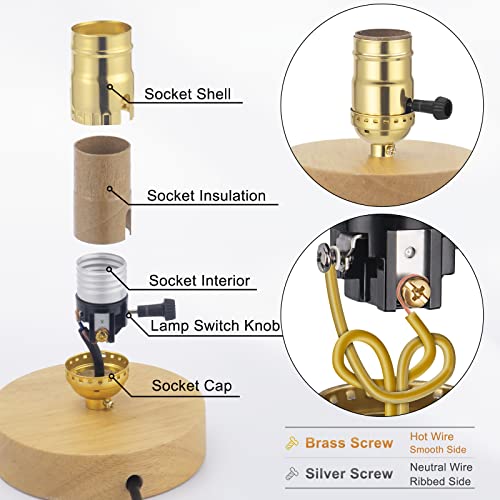 dicuno ul listed 3-way lamp socket replacement e26 standard threaded base light socket turn switch knob for low-medium-high light settings diy project table floor lamp repair kit 1-pack gold