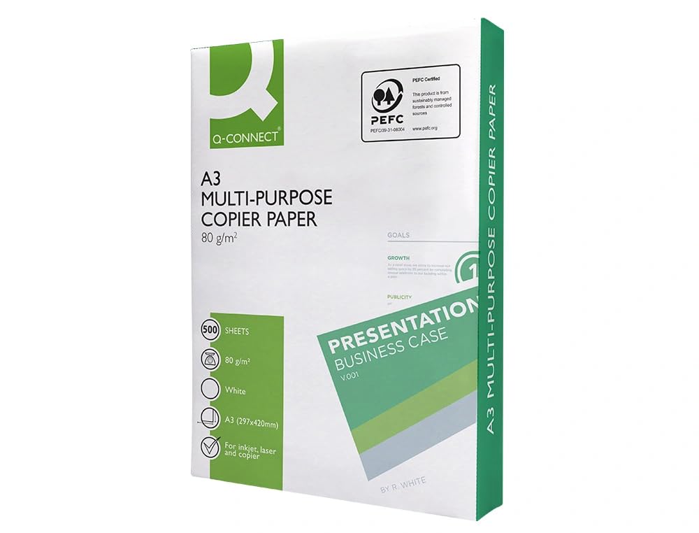 Papel Fotocopiadora Q-connect Din A3 80gr. 3 Paquetes de 500 hojas (1500 Hojas)