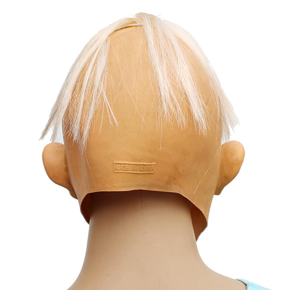 BESPORTBLE Halloween Realistic Oblique Eye, Creepy Wrinkle Mask, Scary Full Head Mask with Hair for Adults Masquerade Halloween - Image 4