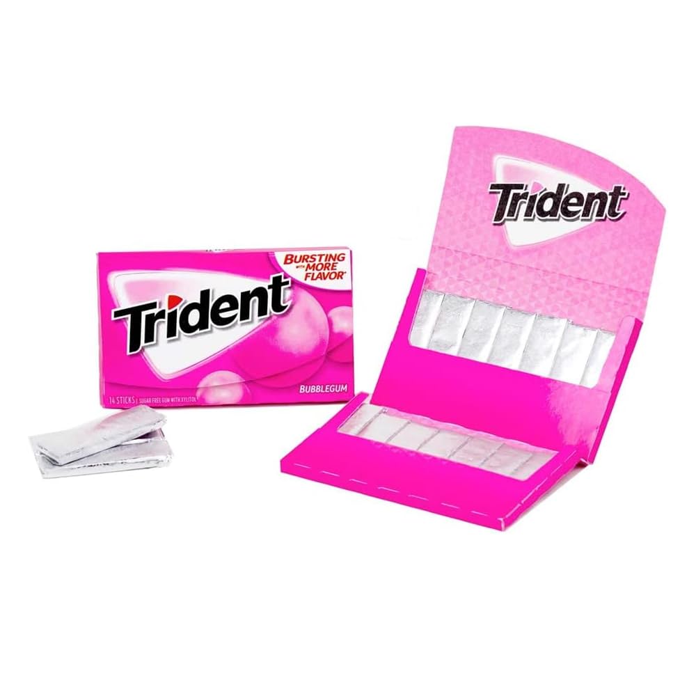 VSTARTrident Sugar Free Chewing Gum 39g (Bubblegum, 2 Packs)