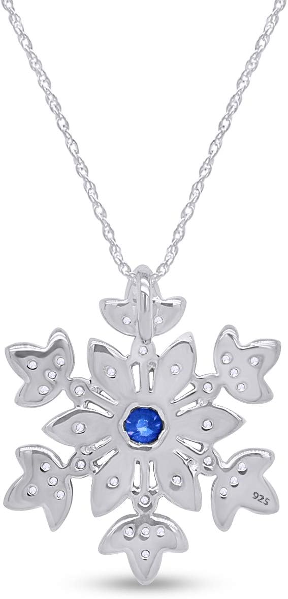 AFFY Round Cut White CZ Snowflake Pendant Necklace in 14K Gold Over Sterling Silver