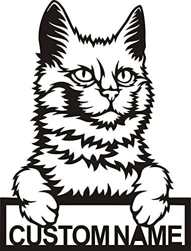 Targhetta in metallo con gatto d'angora turco personalizzato | Targa in metallo personalizzata con gatto d'angora turco | Regalo gatto d'angora turco | Regalo di compleanno | Animali Divertenti