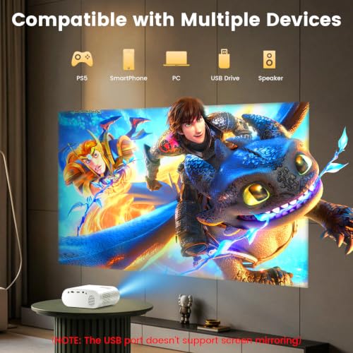 Image of Mini Projector Supports 1080P Portable YOWHICK for iOS, Android